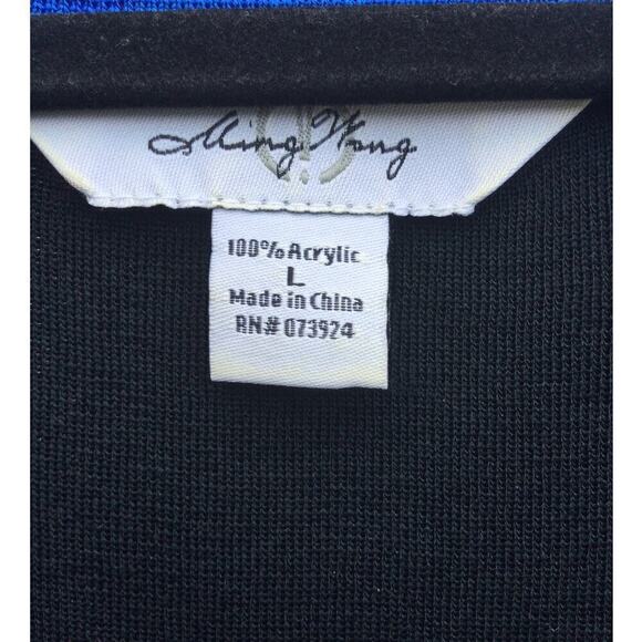 Ming wang womens sleeveless tank black blue large L sequin colorblock knit top - Picture 5 of 9